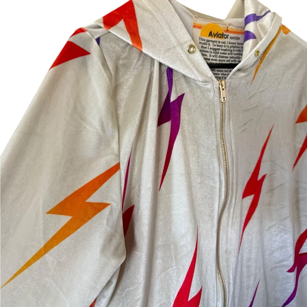 Aviator Nation Velvet Lightning Bolt Zip Up Hoodie - Image 8