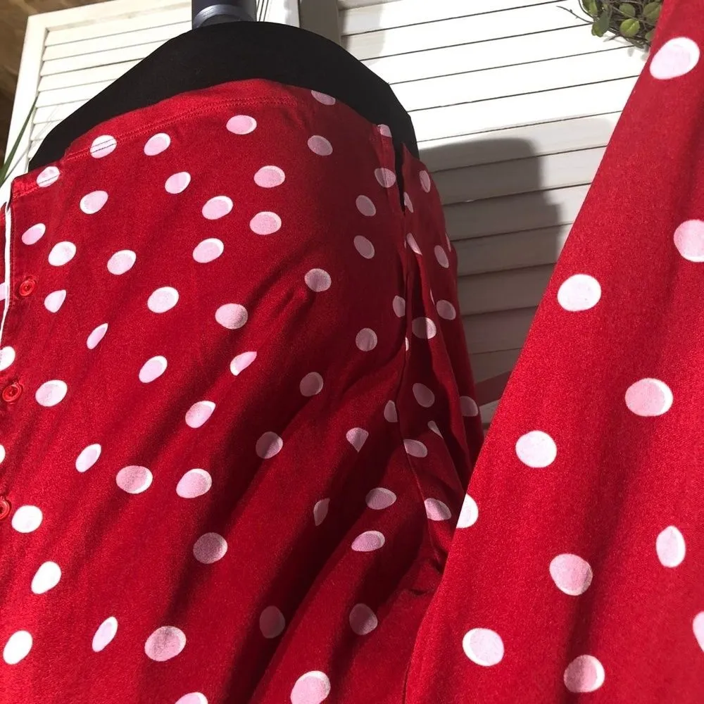 Kate Spade Polka Dot Button-Down Pajama Top Red White - Small - Image 8