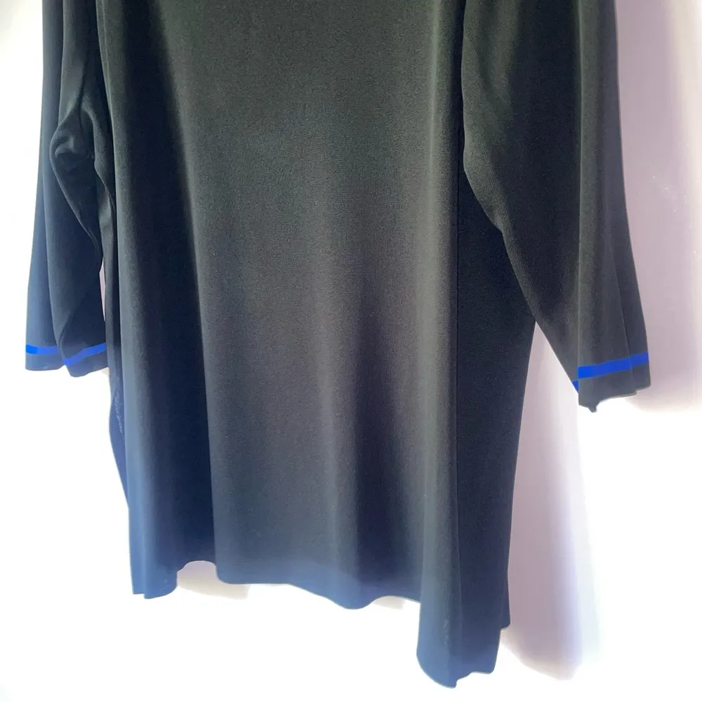Misook 2X Black Knit Tunic Blouse Top Blue Trim Quiet Luxury Minimalist Capsule - Image 7