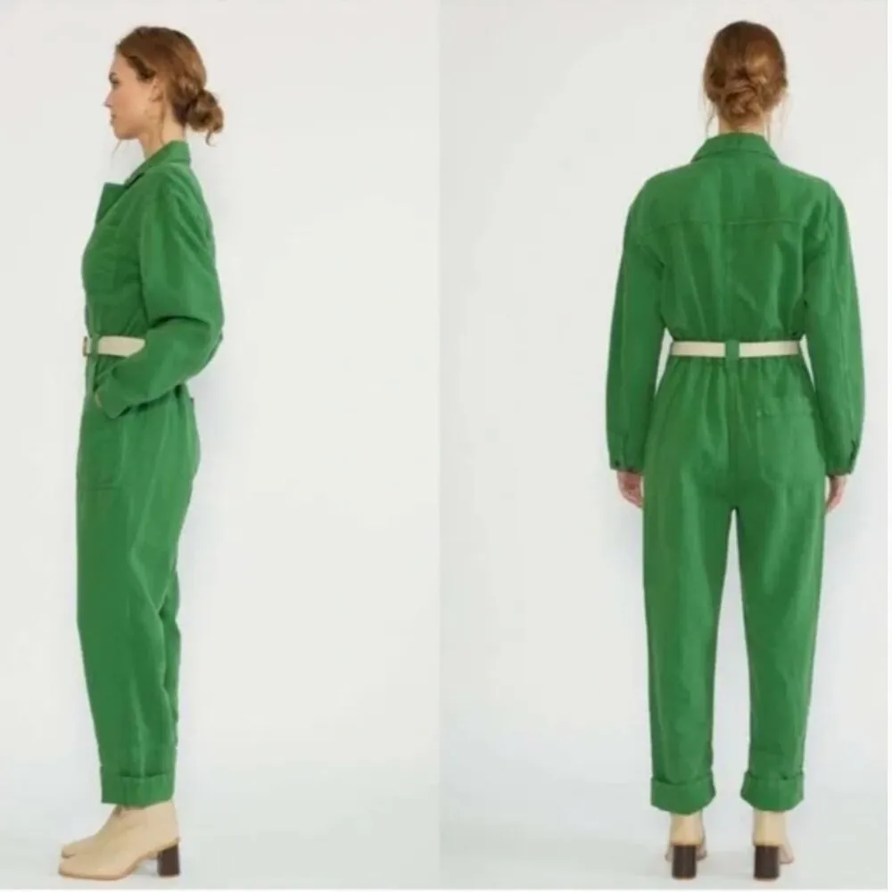 Anthropologie Etica NWT Kingsley Utility Jumpsuit Juniper Green Denim - XS - Image 2