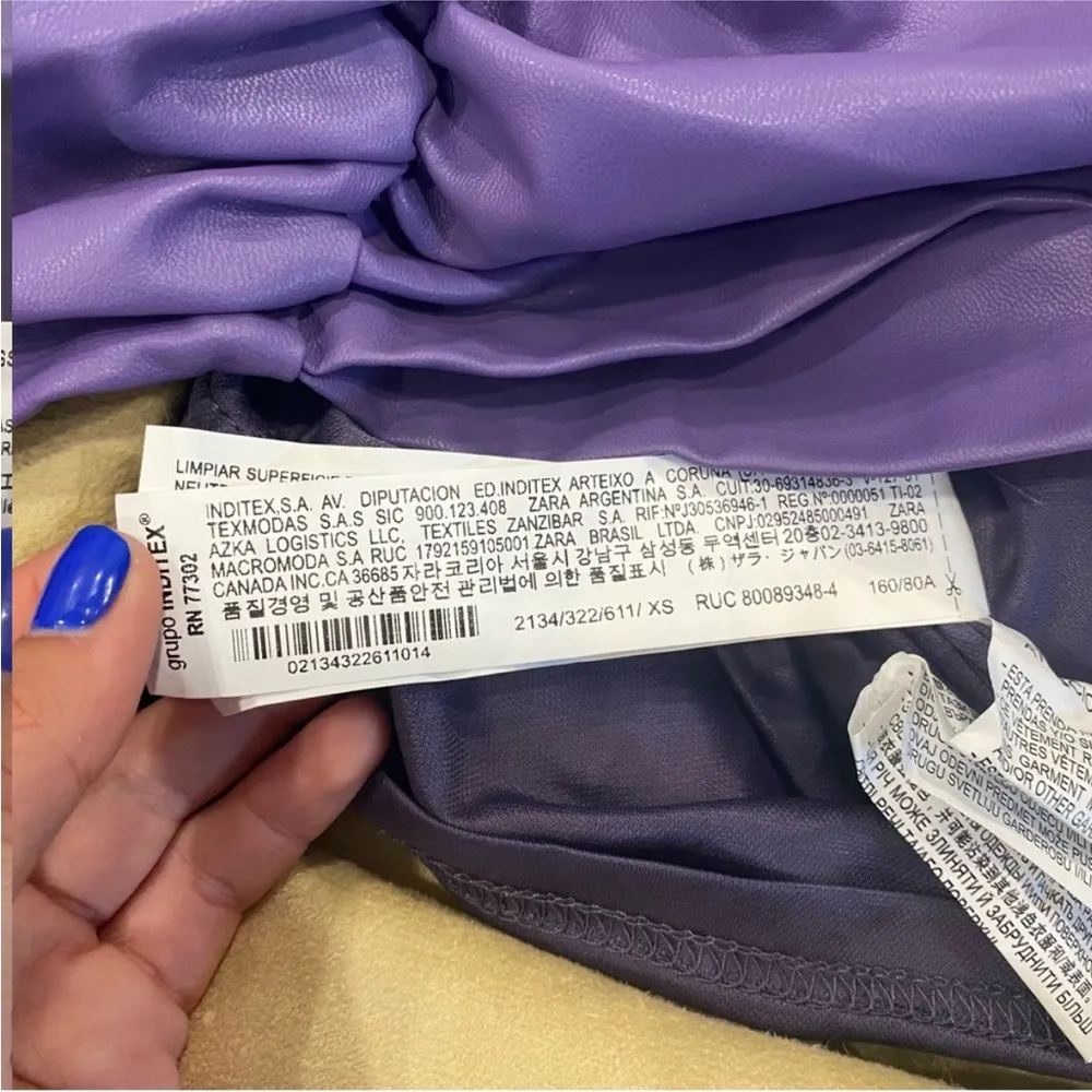 Zara Mini Faux Leather Long Sleeve Dress XS - Image 9