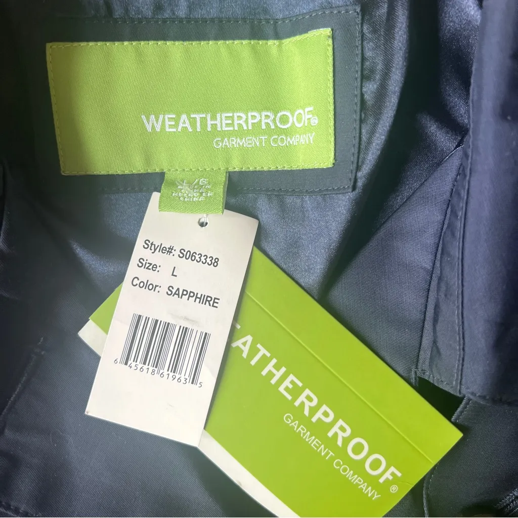 NWT Weatherproof Garment Co Trench Coat Rain Size Large Navy Blue Classic - Image 3