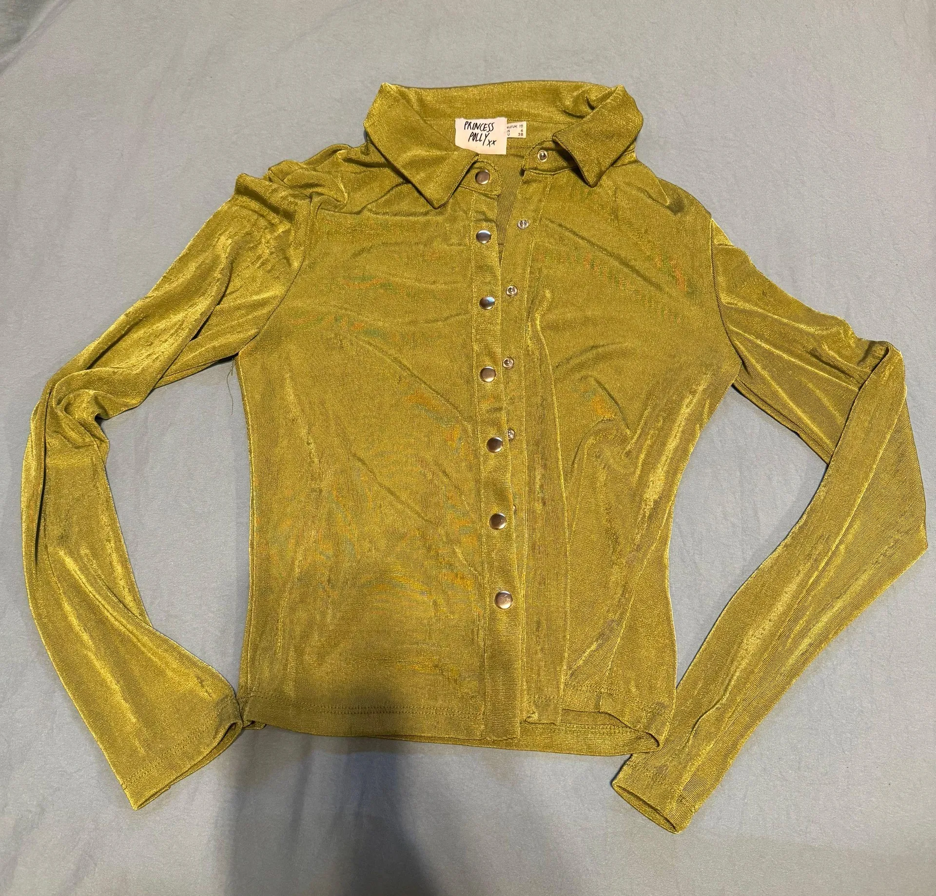 Green Velvet Button Up - Image 2