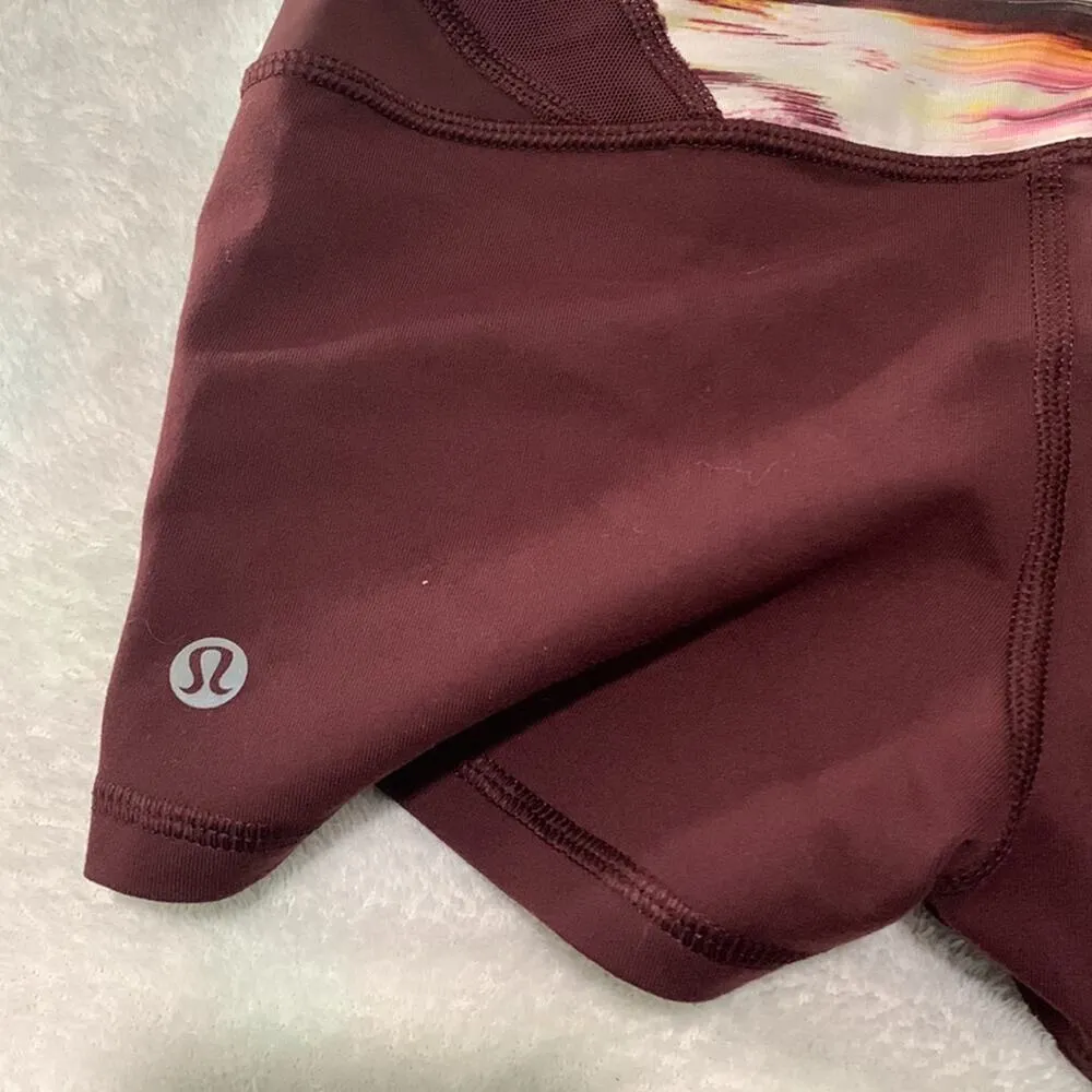 Lululemon Boogie short size 6 reversible roll down wind berry burgundy shorties - Image 8