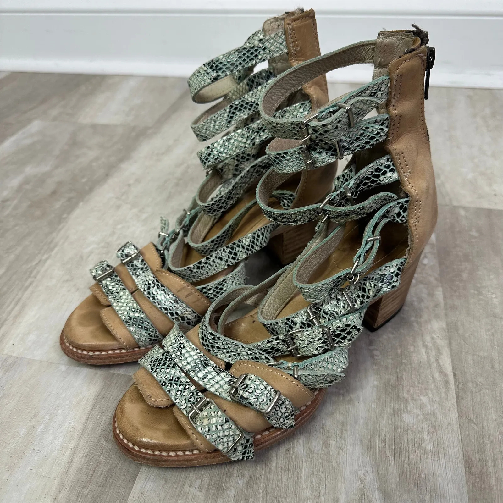 FreeBird Turquoise Casandra Sandal Bootie Size 7 Tan - Image 2