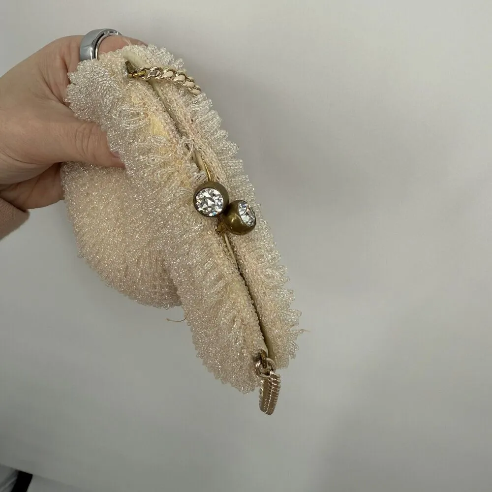 Bags by Josef Vintage Ivory Beaded Clutch Evening Bag Satin 50s Crystal Clasp - Image 7