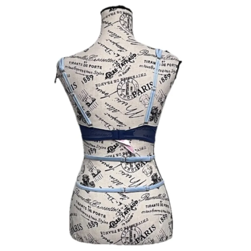 PINK Victoria’s Secret The Date Push Up Cage Bra 34C Navy Lace Limited Edition - Image 5