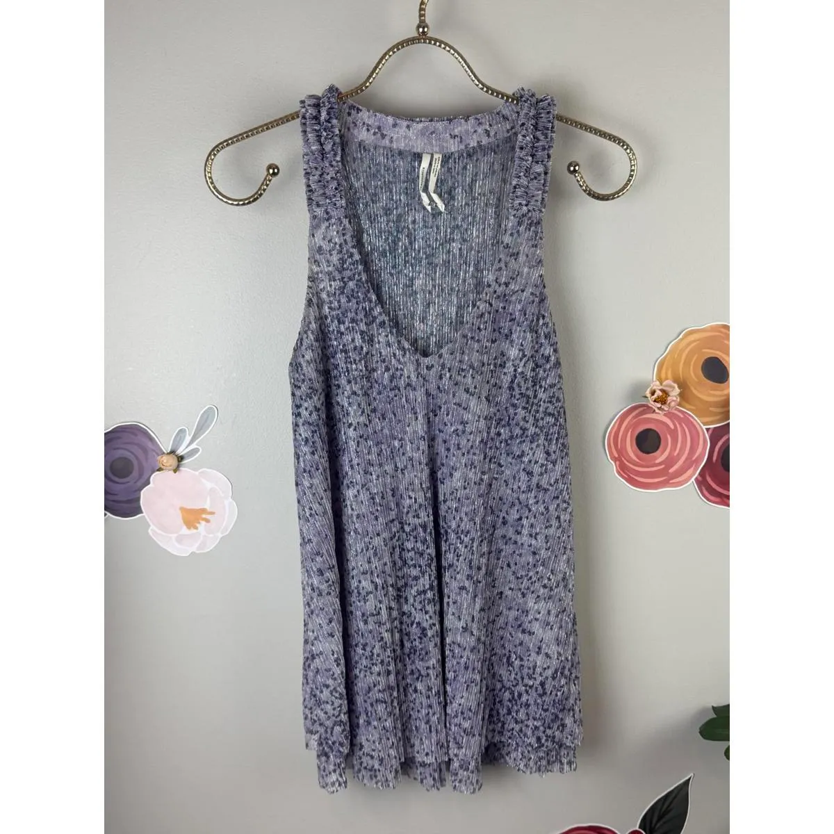 by Anthropologie Purple Shimmer Metallic Tank Top - Size - Small - Image 5
