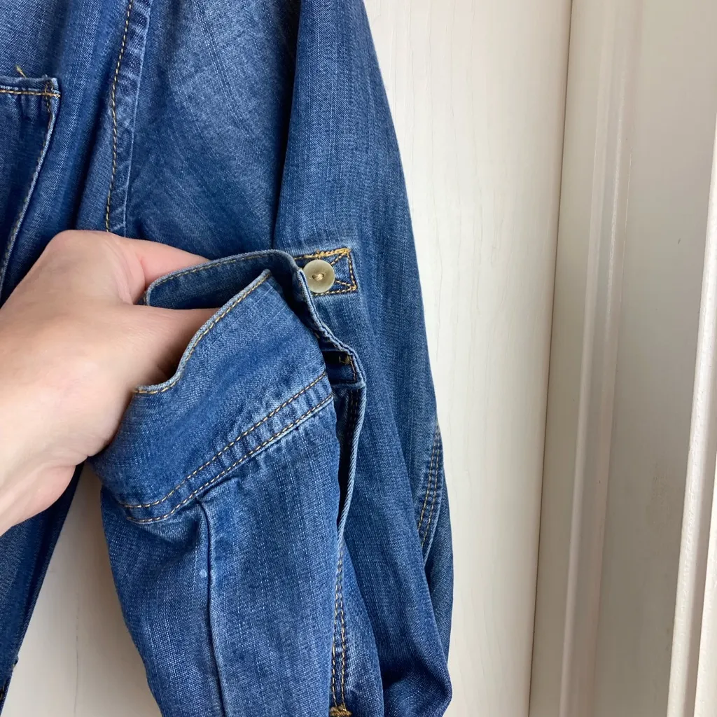 🌞Velvet Heart Medium Chambray Button Down Belted Denim Dress A189 - Image 6