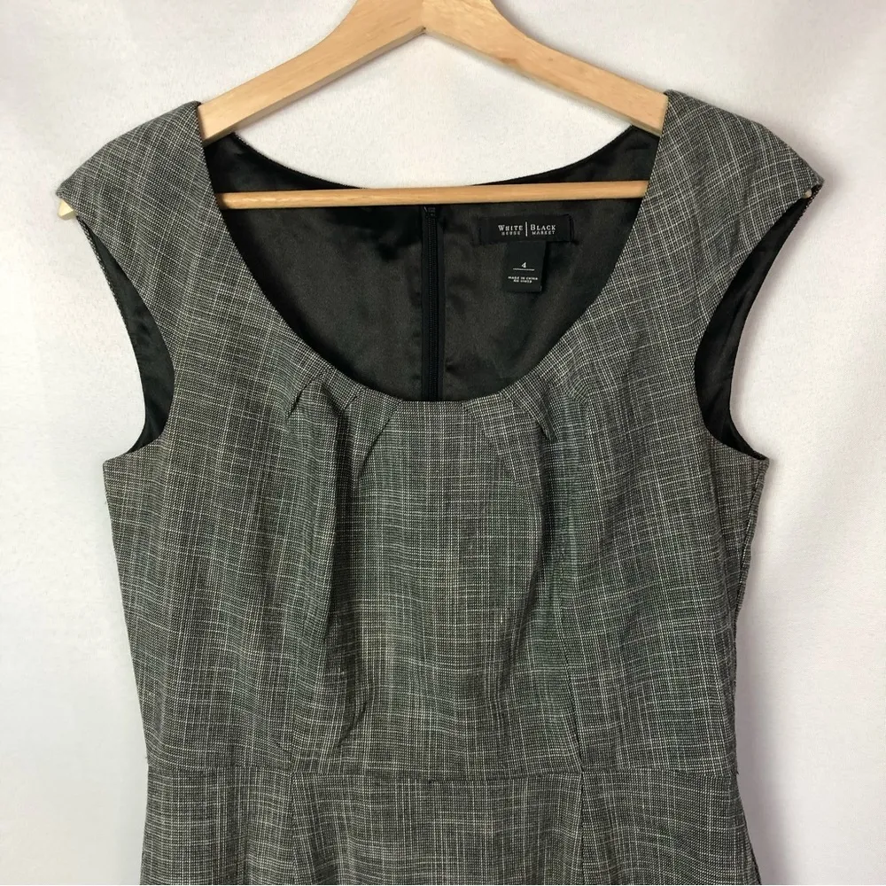 White House Black Market WHBM Gray Trumpet Hem Sleeveless Dress 4 - Image 3