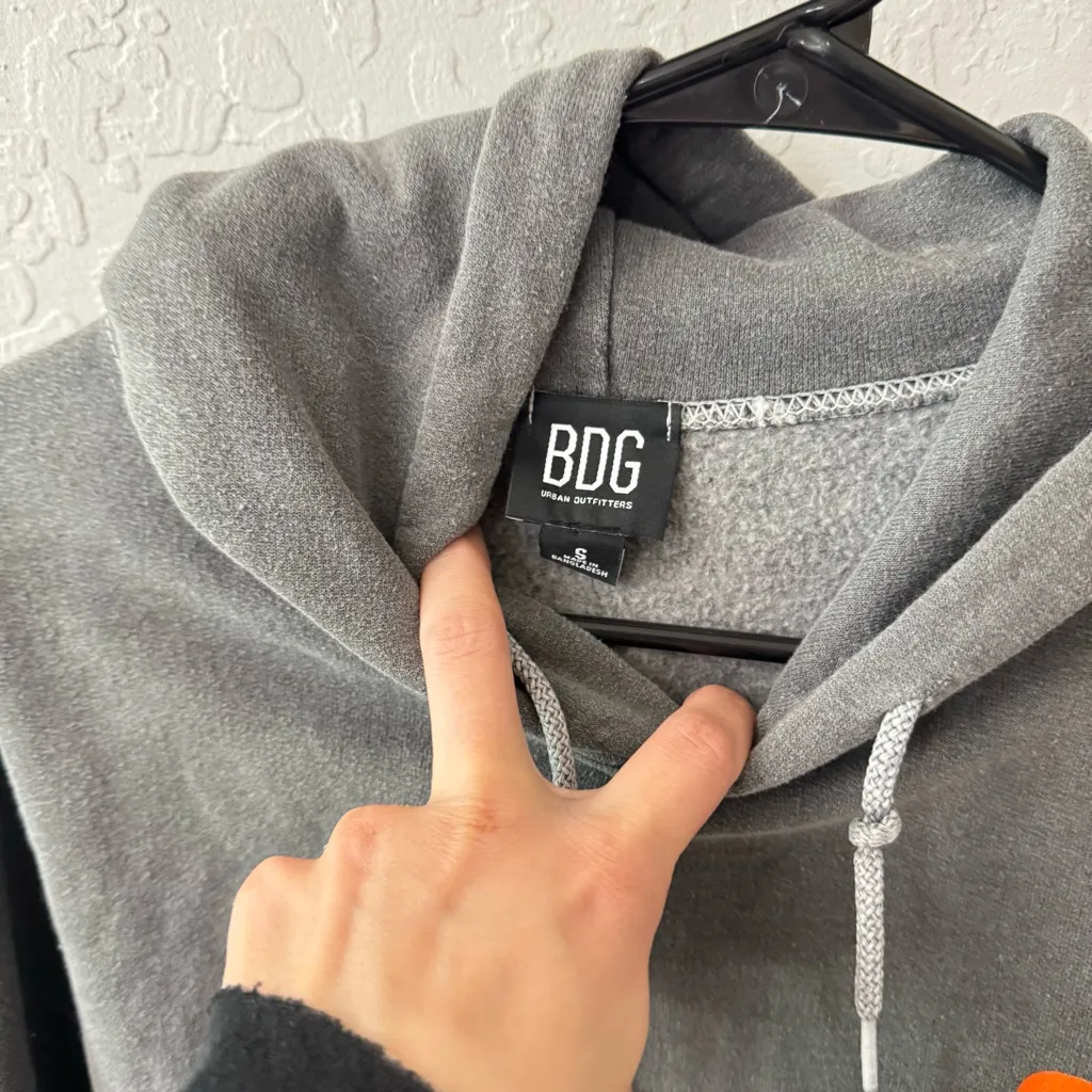 BDG urban Outfitters Retro 70s Floral Have a Nice Day Gray Hoodie S - Image 4