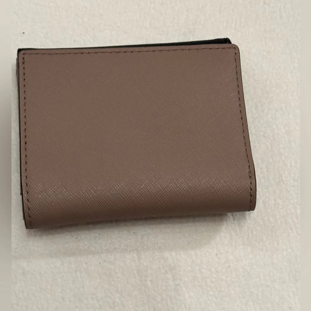 Kate Spade NY Black/Tan Leather Crosshatch Tri-fold Wallet - Image 2