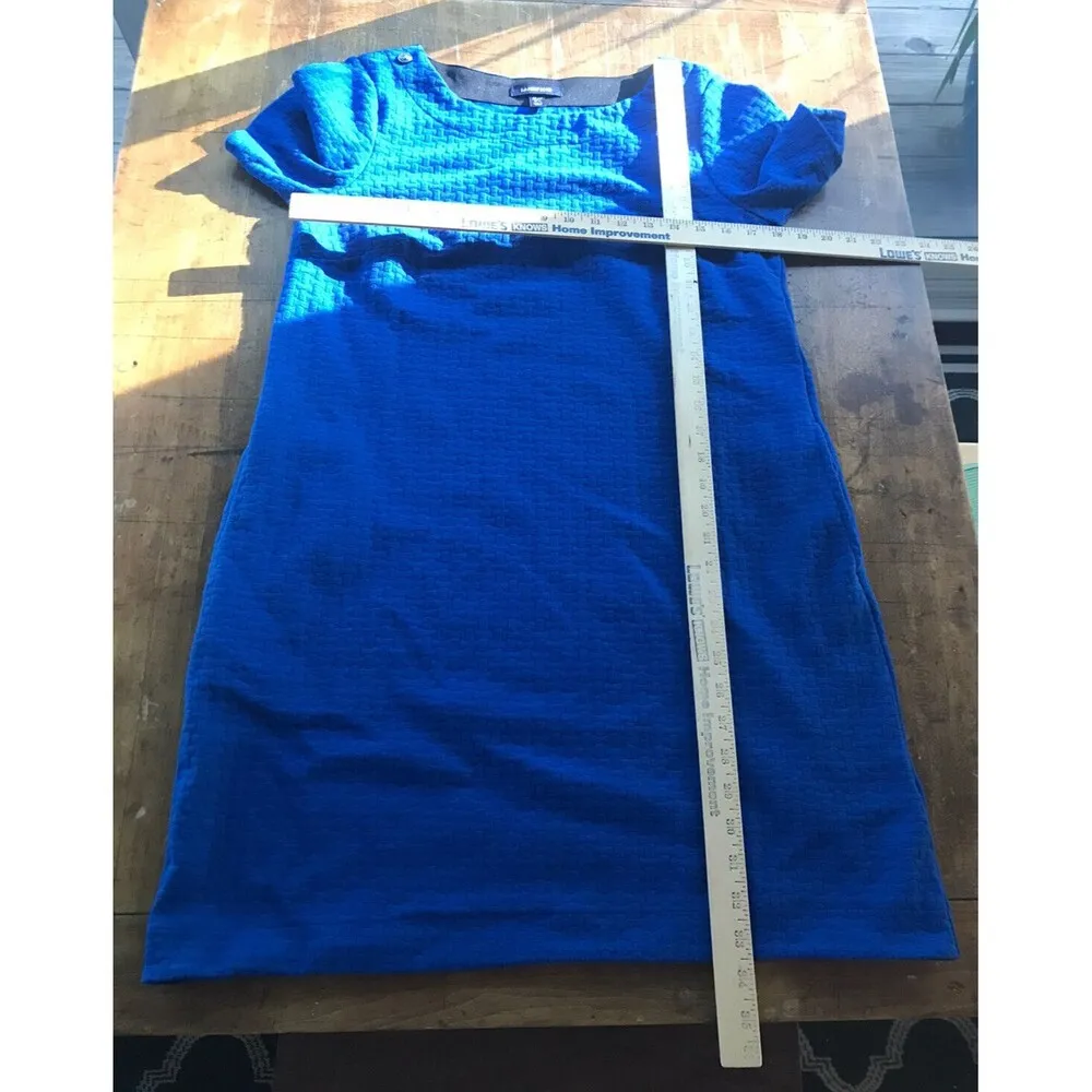 Lands End Dress Womens M/P 10-12 Blue Short Sleeve Stretch Sheath Fitted Career - Image 6