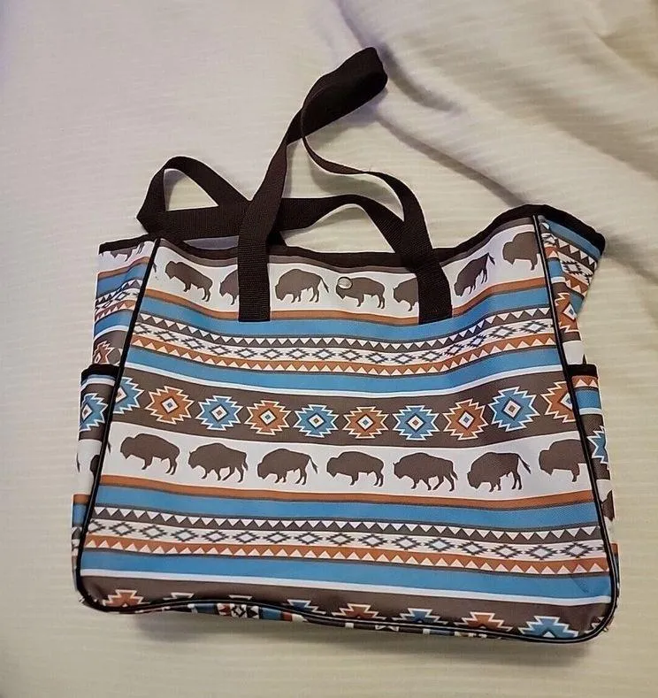 St. Labre Indian School Bag Tote Never Used Buffalo Aztec Native American - Image 2