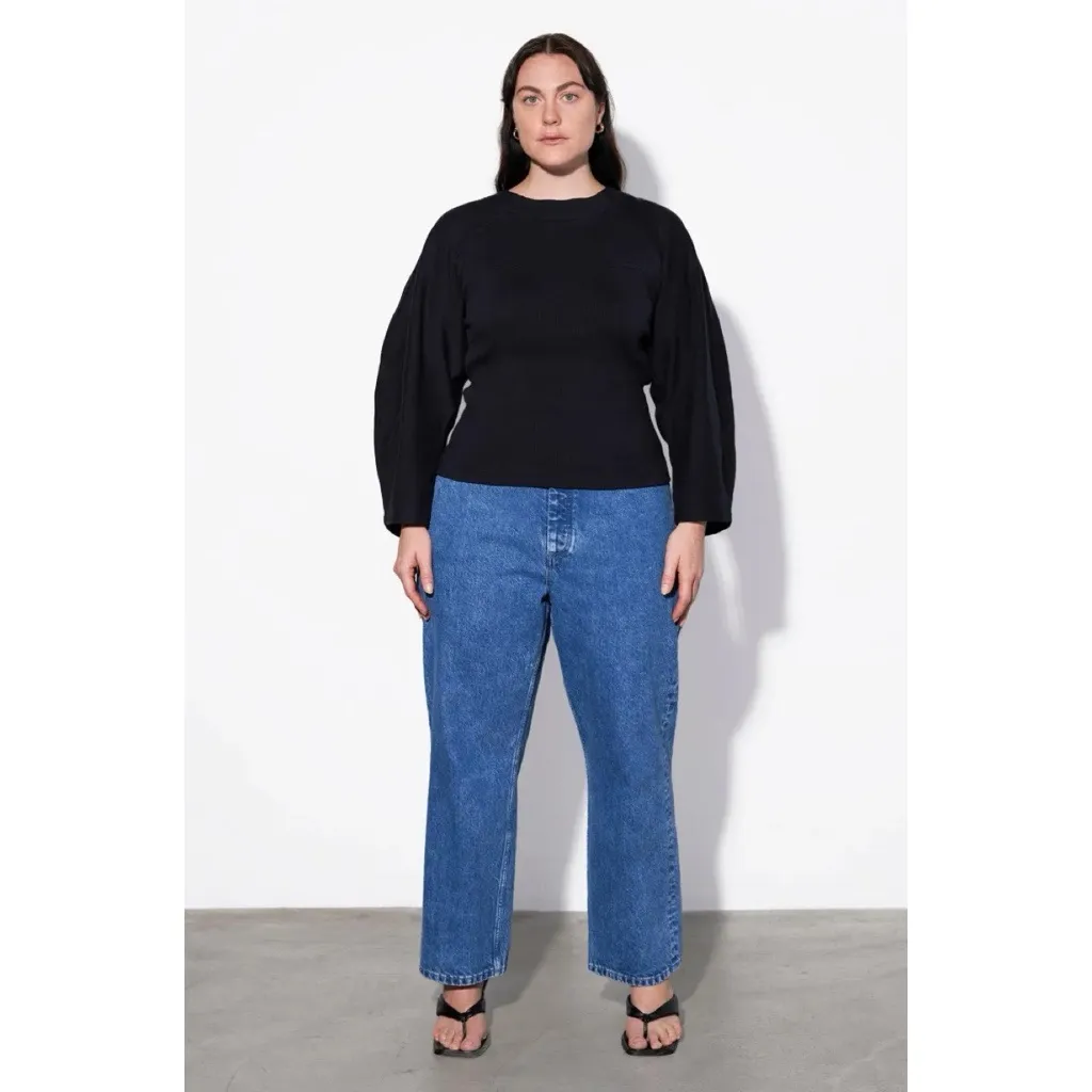 Mara Hoffman • Genevieve Top black organic cotton sweatshirt rib knit bustier - Image 8