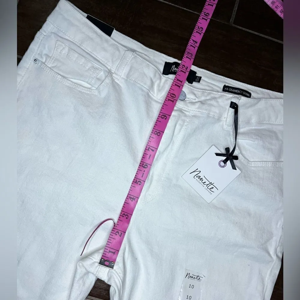 Nanette Lepore white high waisted Gramercy skinny sz 10 - Image 8