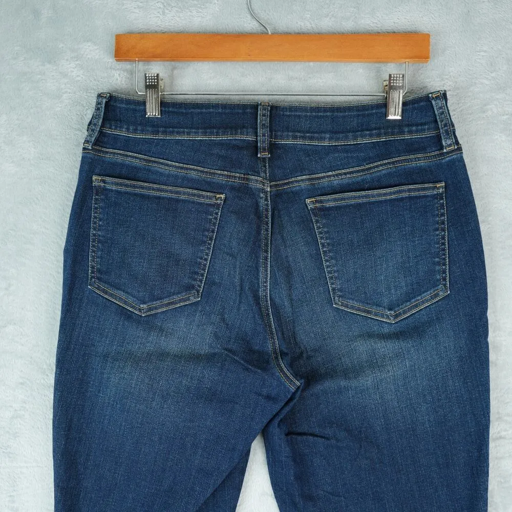 NYDJ Jeans Womens 10 Blue Alina Ankle Lift Tuck Cuffed Floral Embroidery Denim - Image 4