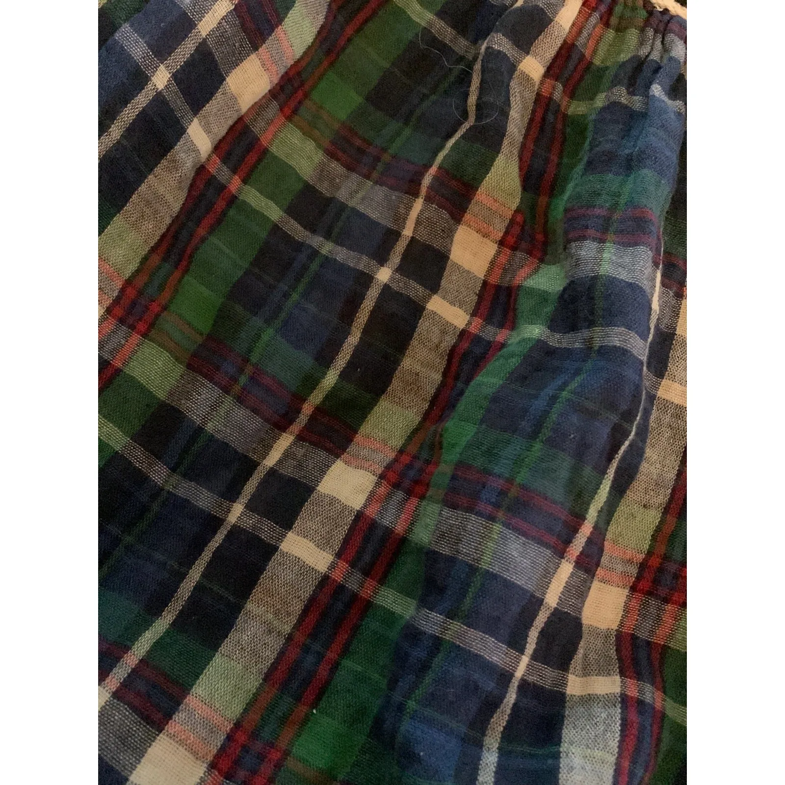 Oddy womens medium large green plaid square neck crochet bell anthropologie shir - Image 6