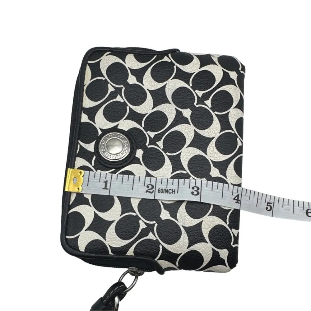 COACH Black and White Signature Coated Canvas Wristlet - Image 6