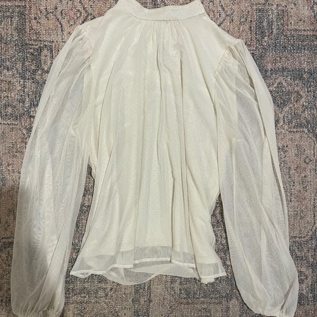 Loft  Cream Blouse with polka dots - Image 2