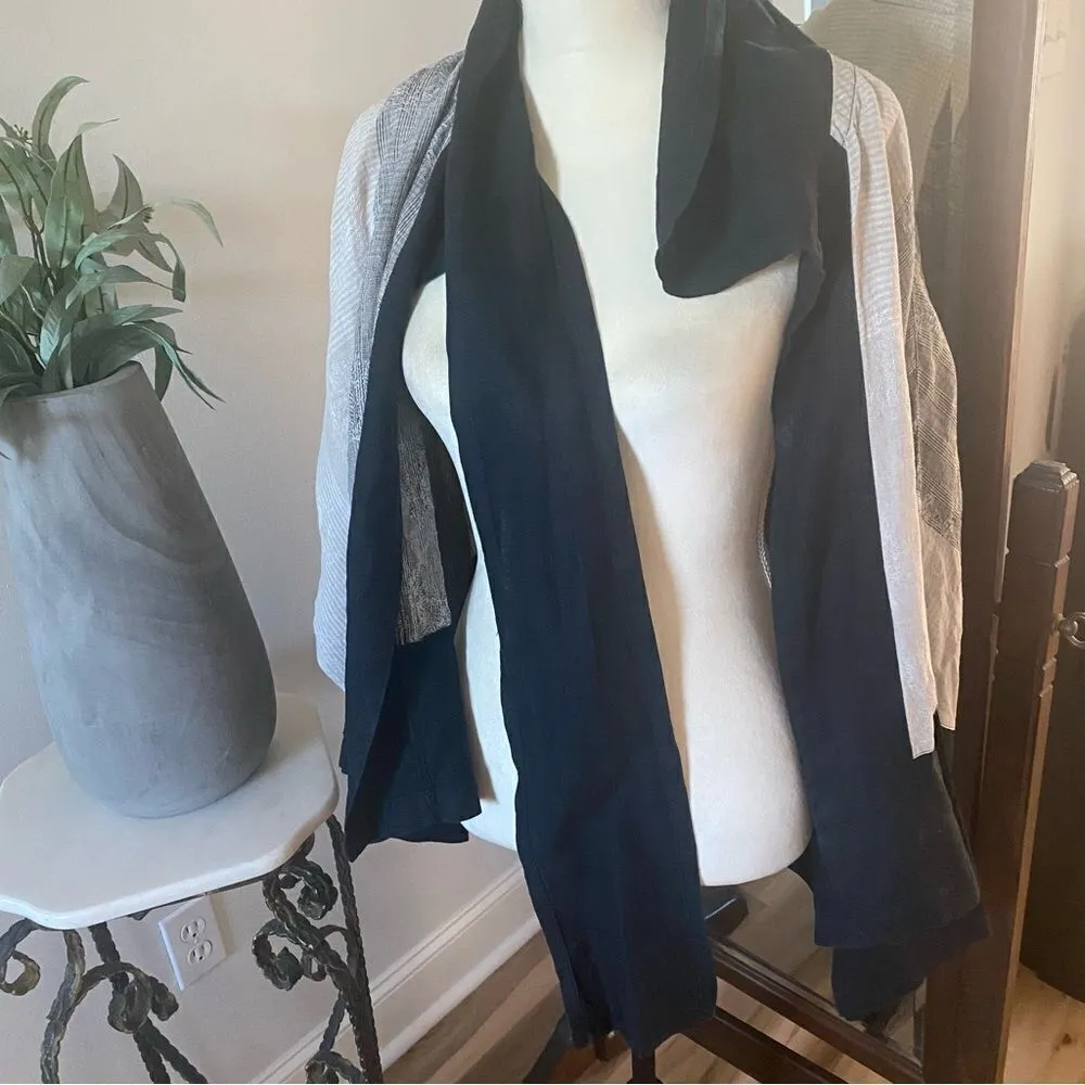 💚 Ivan Grundahl Copenhagen Lagenlook Slouchy Color Block Linen Jacket size 42/L Black Size L - Image 3