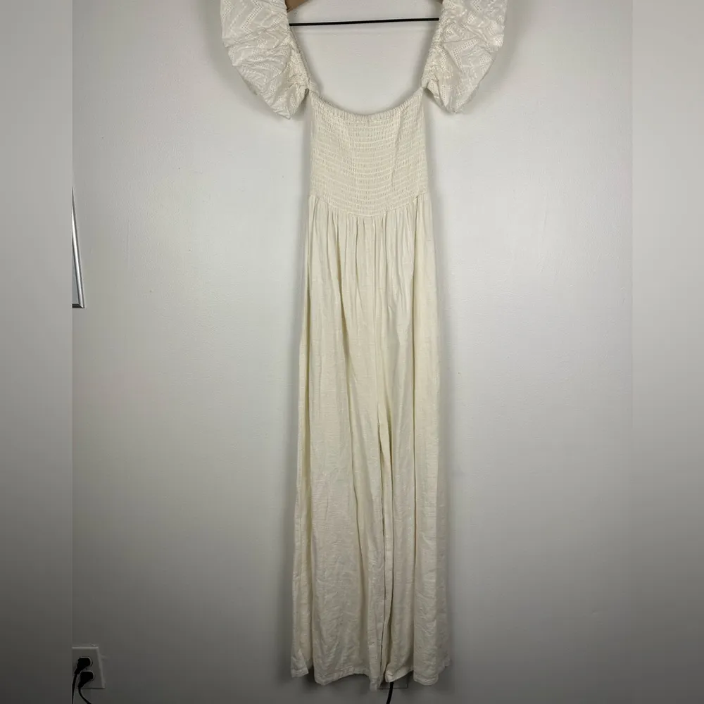 Anthropologie Steele Off Shoulder Sweetheart Smocked Wide Leg Lena Jumpsuit Sz S - Image 6