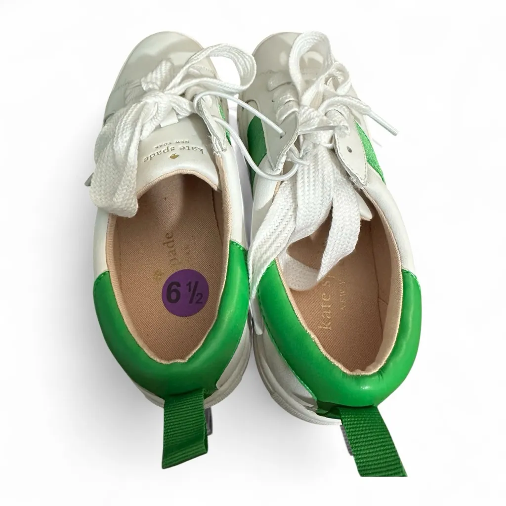 Kate Spade New York Adorn Sneakers Optic White / Fresh Green Women’s Size 6 1/2 - Image 4
