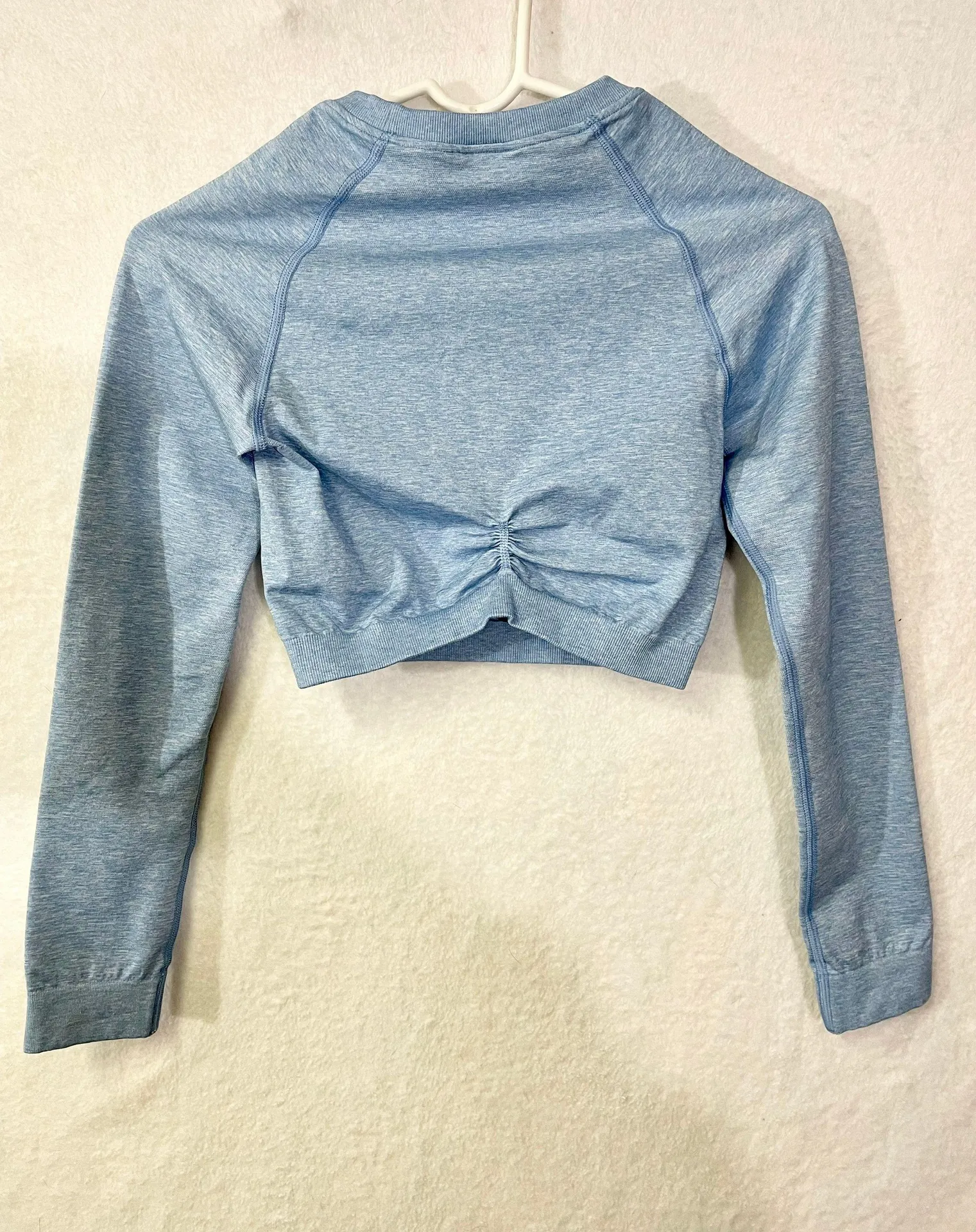 Adapt Seamless Marl Light Blue Longsleeve Crop Athletic Top Small - Image 2