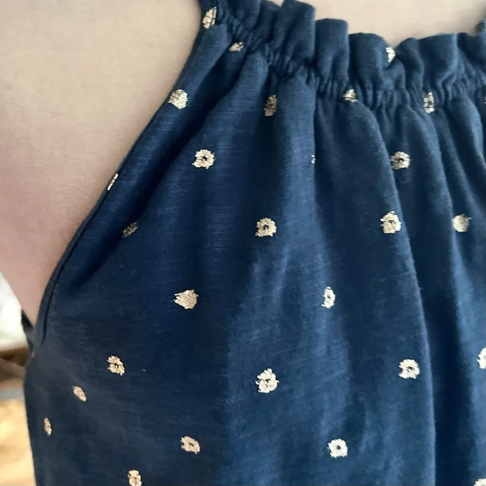 Loft Dress Halter Tiered Silver Polka Dot Blue Mini S Party Garden Sundress - Image 4