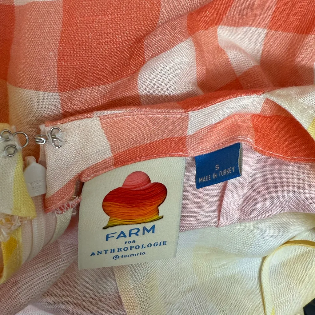 Farm Rio  Gingham Contrast Romper size small - Image 6