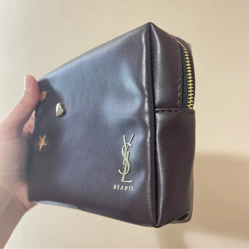 YSL Yves Saint Laurent Faux Leather VIP Exclusive Beauty Cosmetic Bag Purple - Image 3