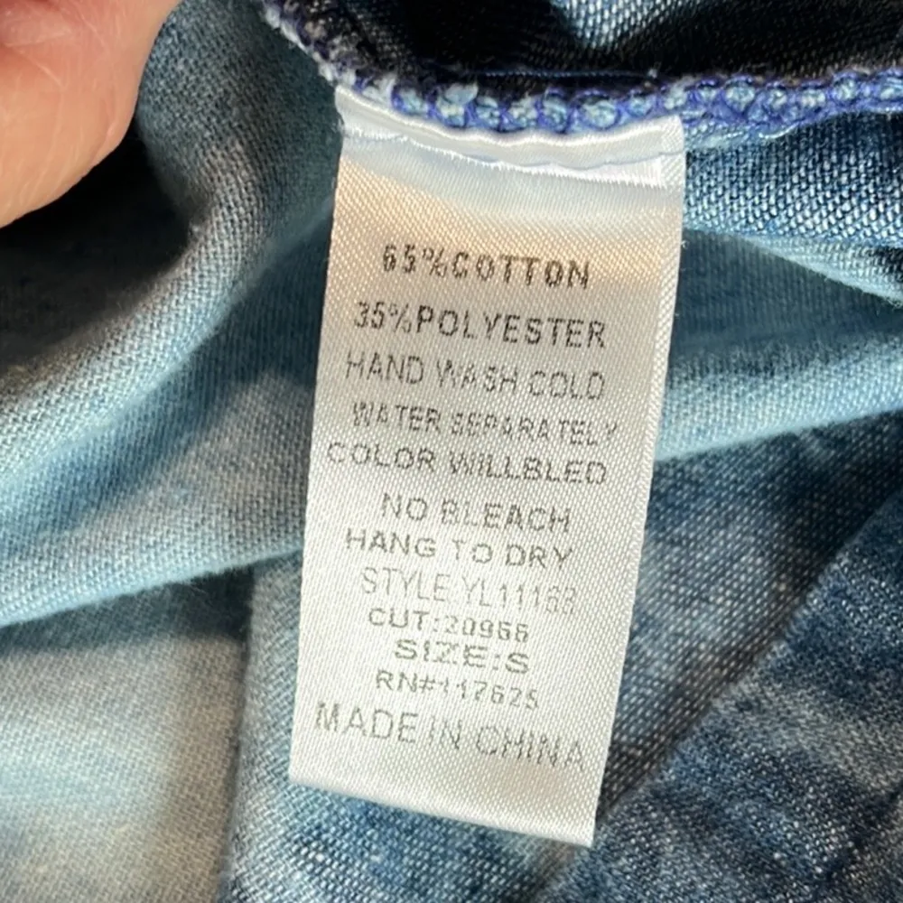 Ya Los Angeles Blue Tie Dye Denim Look Collared Dress Womens Small Summer - Image 13