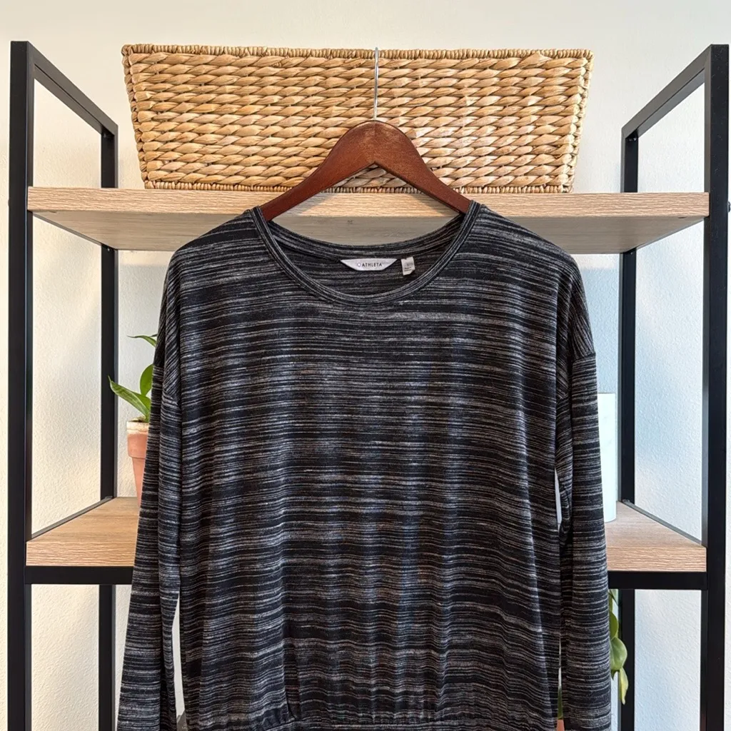 Athleta Ruched Avenues Space Dye Drop Waist Long Sleeve Dress, S - Image 4