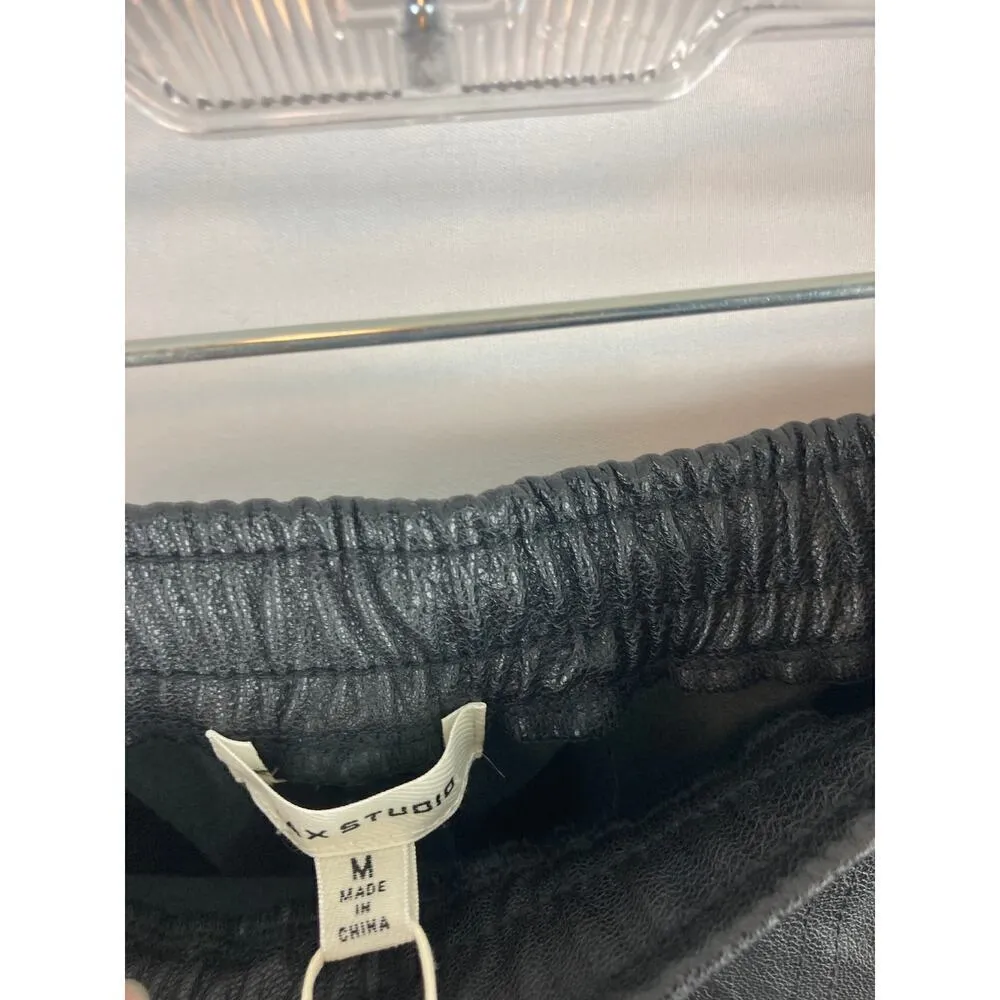 NWT Max Studio Black Faux Leather Pull On Drawstring Waist Pants size medium - Image 5