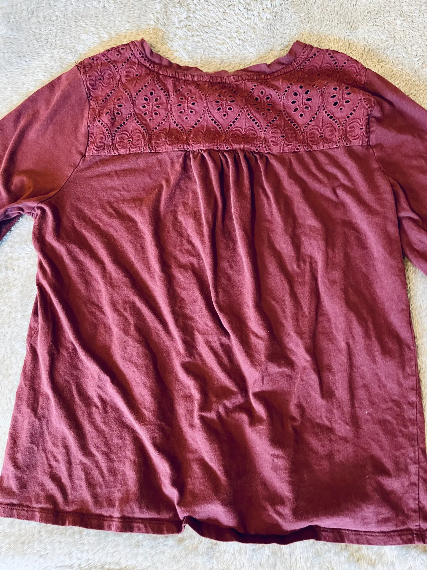 Maroon  3/4 Sleeve Blouse - Image 3