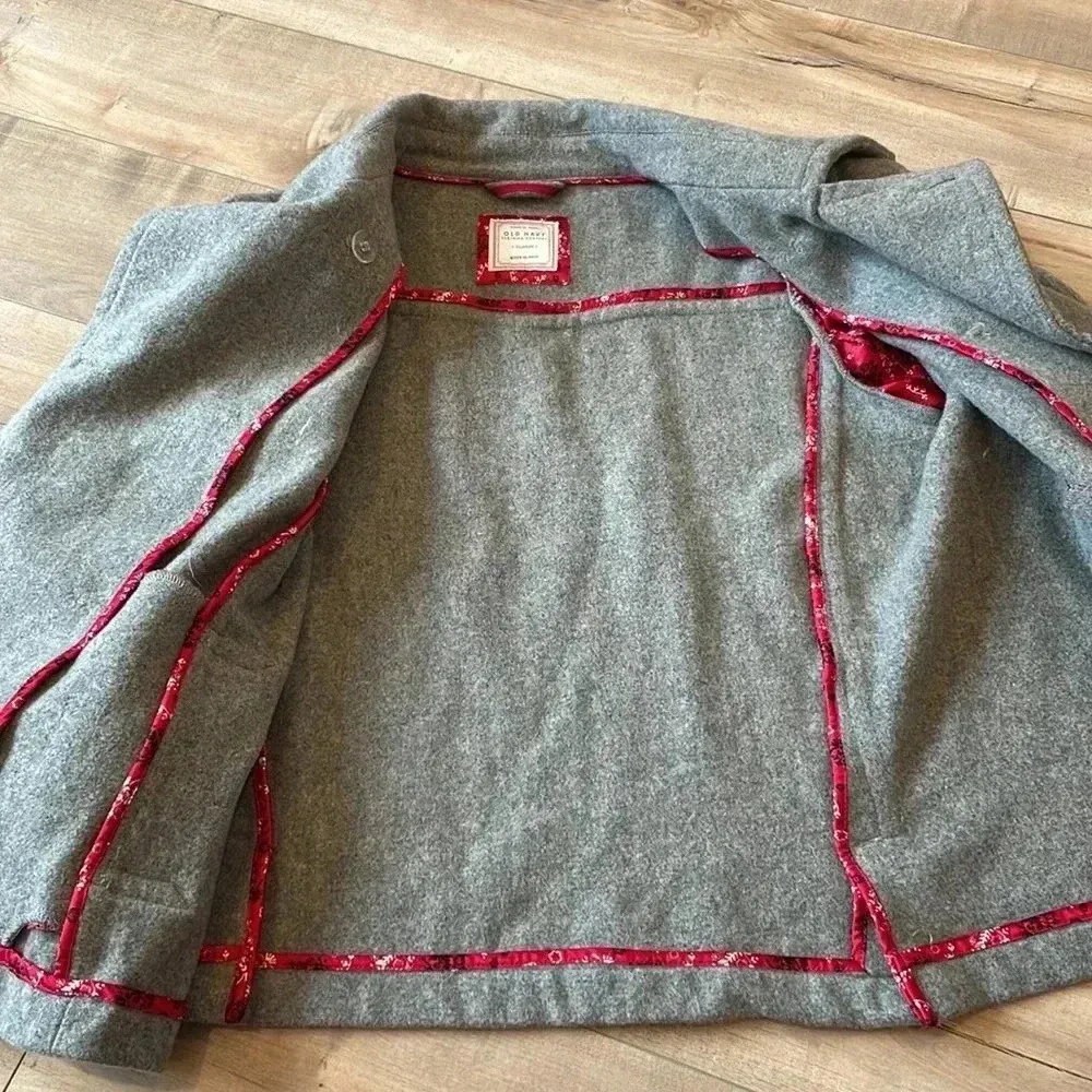 OLD NAVY Grey Wool Blend Pea Coat Toggle Buttons Sz XL - Image 5