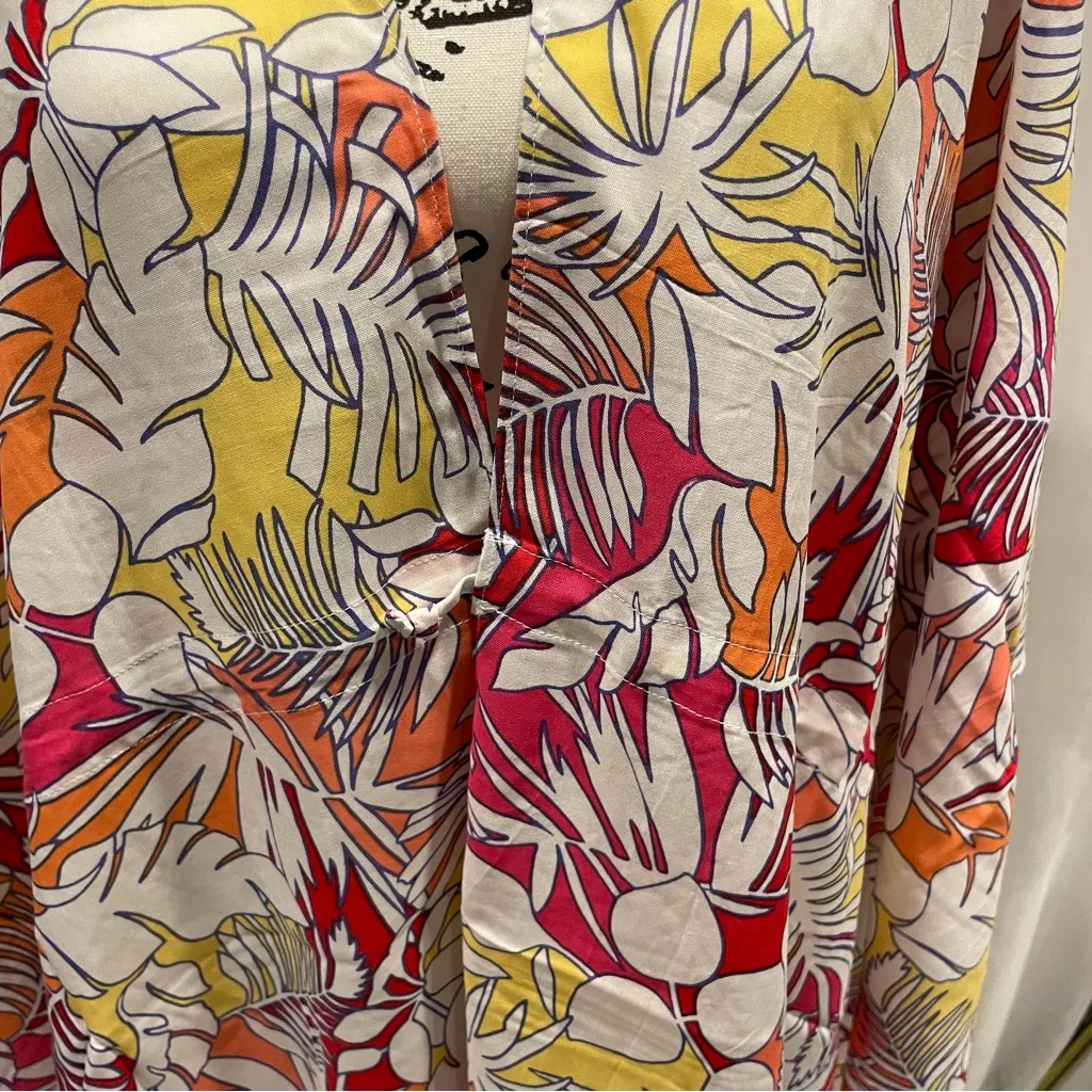 Lands end tropical tie waist kimono wrap summer coverup pool beach bbq swim NWT Orange Size undefined - Image 8