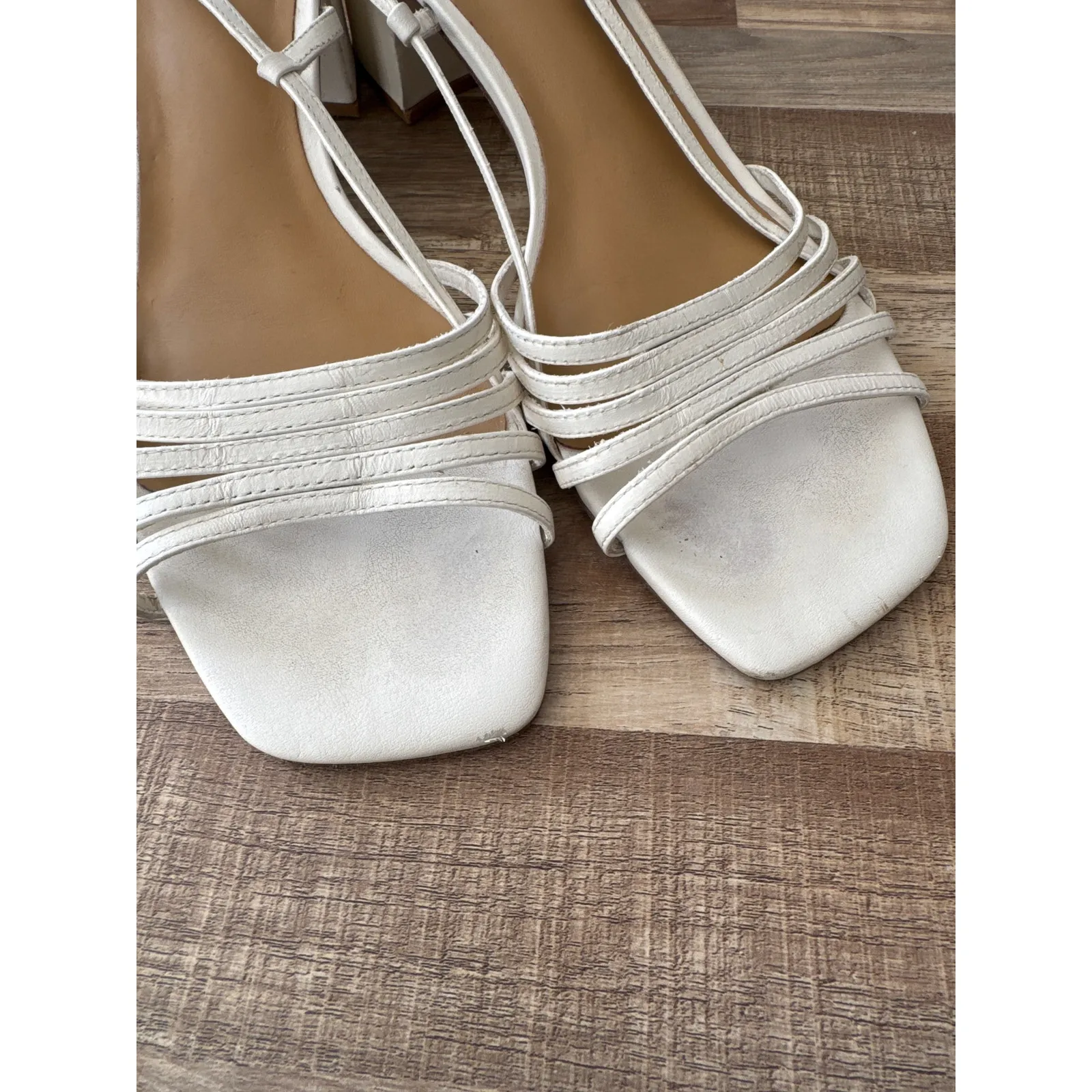 Women's Reformation Eleanora Sling Back Block Heel Sandal in White size 10 70s - Image 7