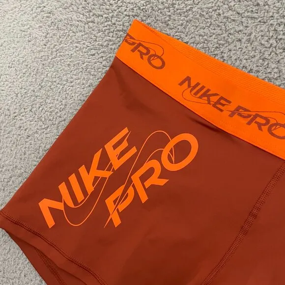 NEW Nike Pro Dri Fit Mid-Rise Shorts Women XXL Orange 3in GRX Athletic Training - Image 2