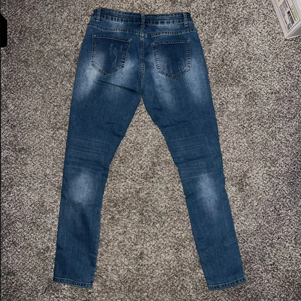 Size 8 Polite Jeans with Black Butterfly Patches | Y2K Alt E - Image 3