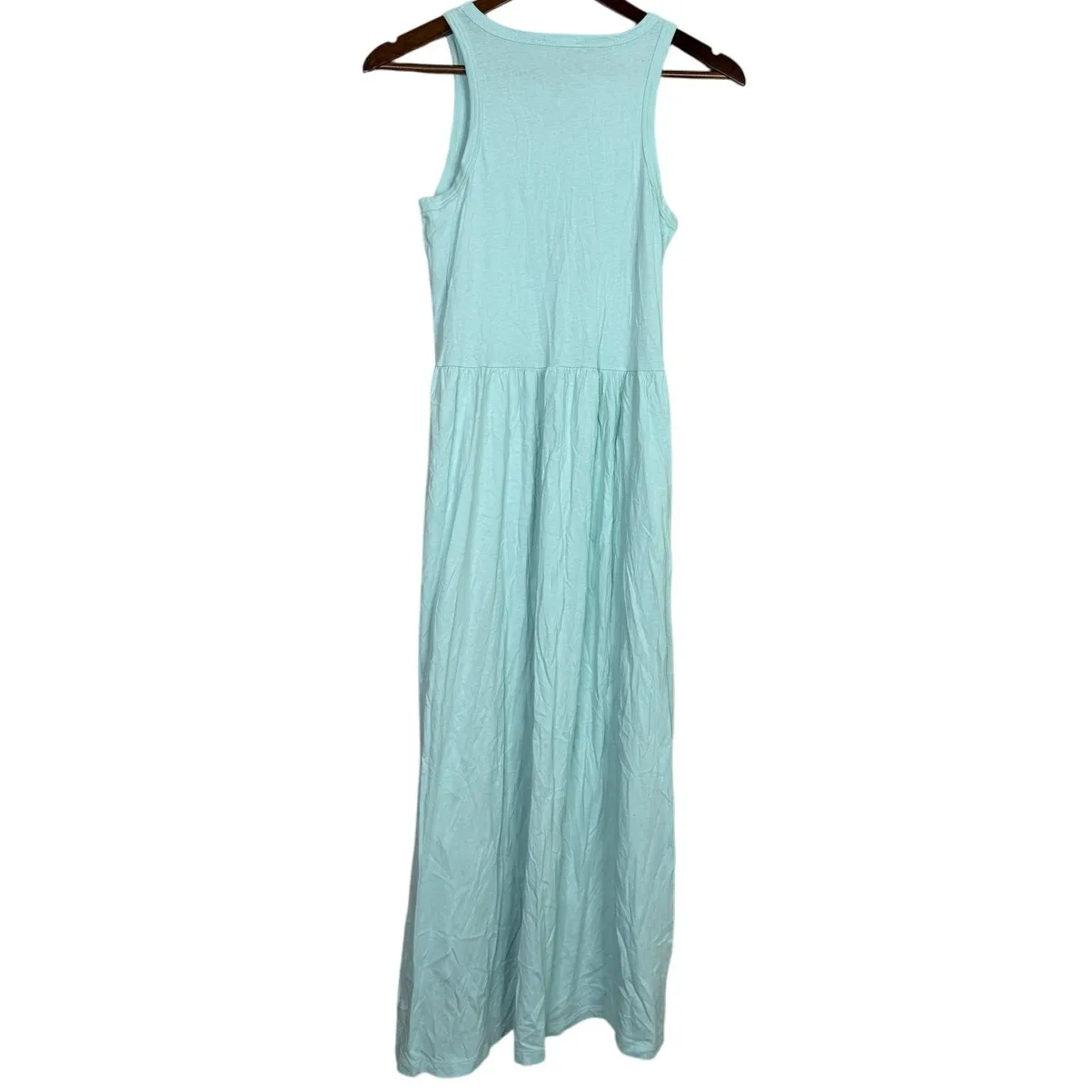 J. Crew Sleeveless Lightweight Knit Tank Maxi Dress Boat Neck XXS Azure Blue - Image 6