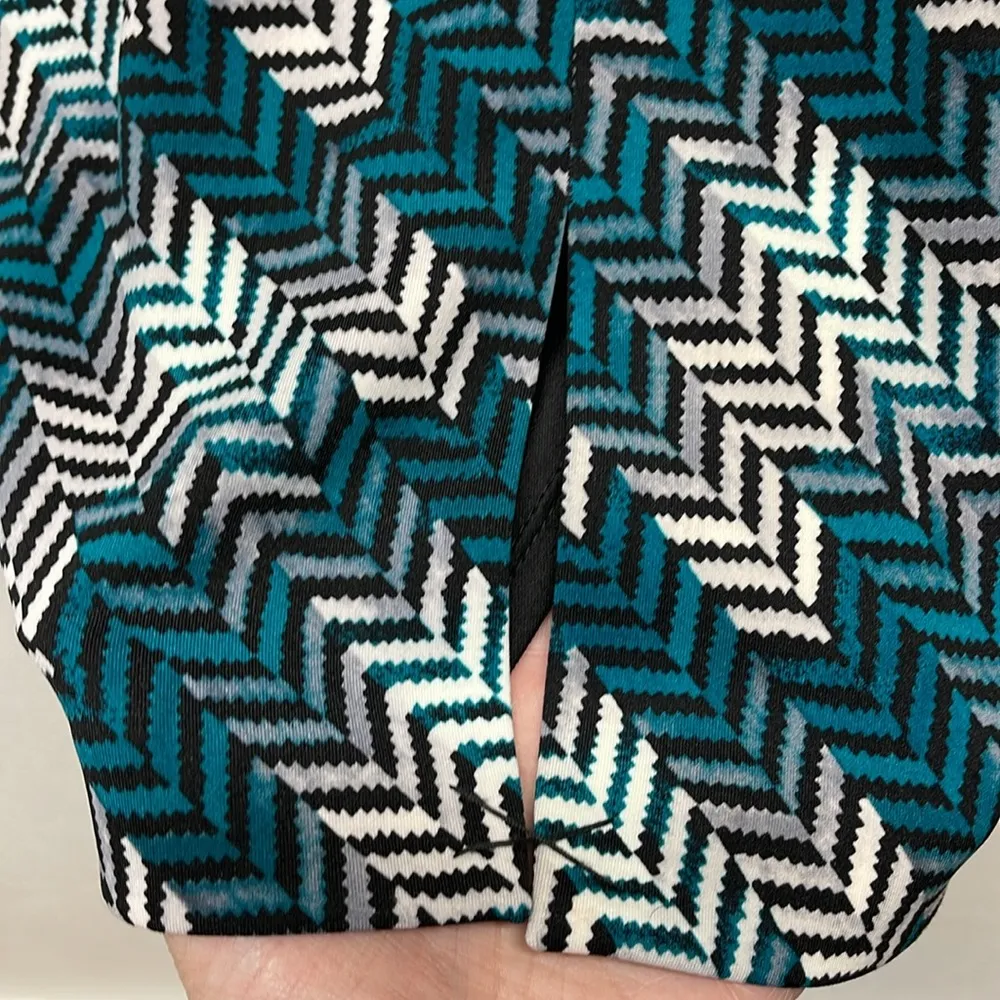 White House Black Market Turquoise Chevron Print Cap Short Sleeve Dress - Image 8