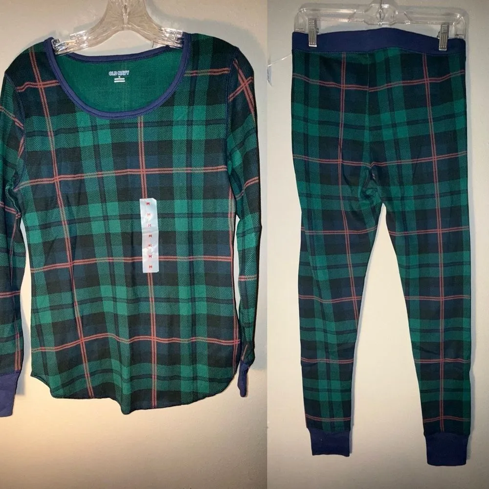 Old Navy Plaid Green and Blue Women’s Pajama set NEW - Image 2