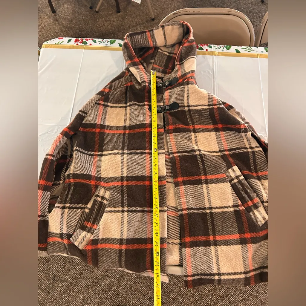 Coco + Carmen Womens Sweater Poncho Cape Toggle Cottagecore OS Tan Brown Orange - Image 8