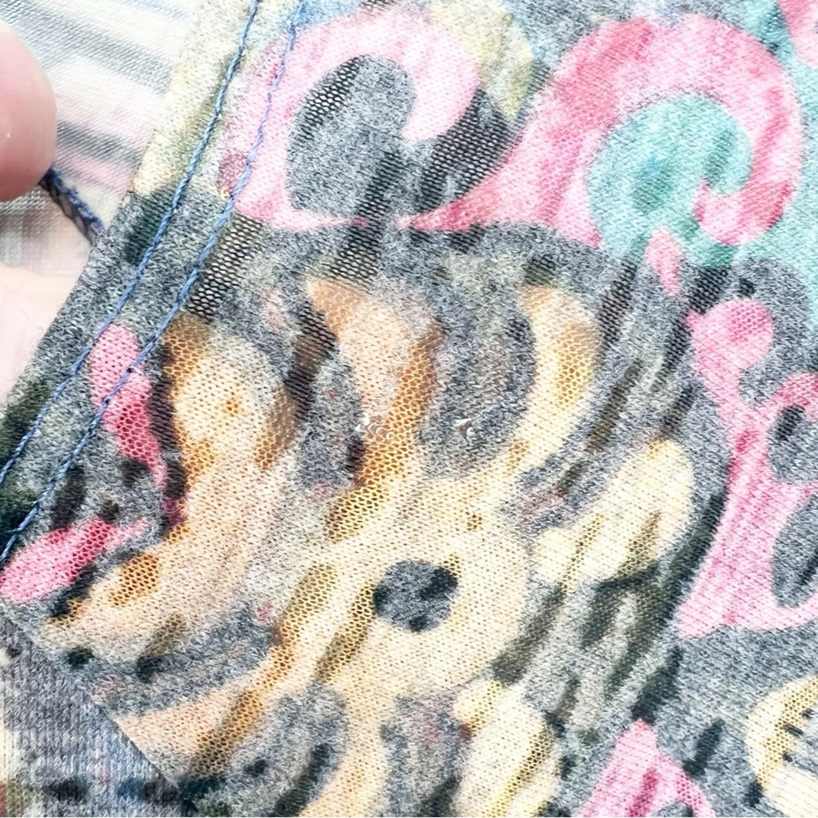 Sundance Ruffle Hem Printed Burnout Top S - Image 4