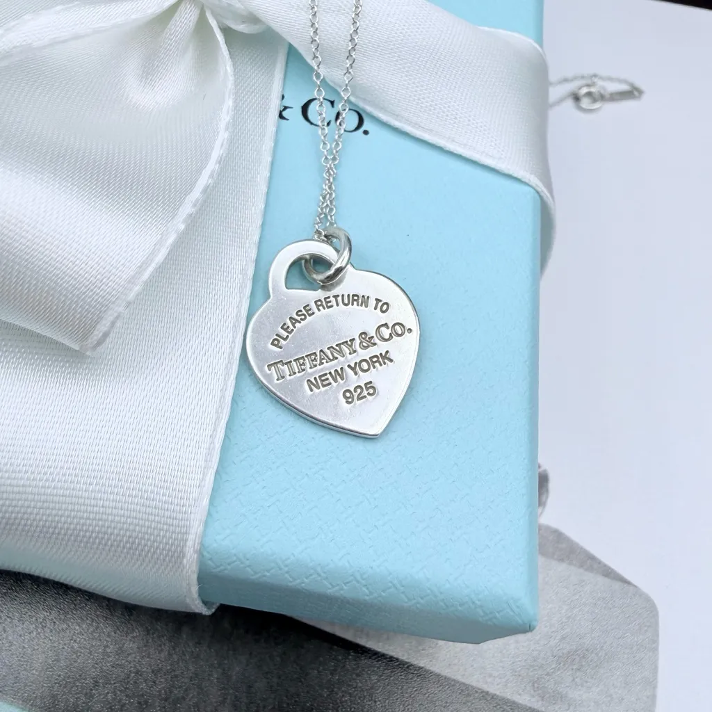 Tiffany & Co. Return to Tiffany Heart Tag Necklace Pendant Blush Pink Enamel - Image 5