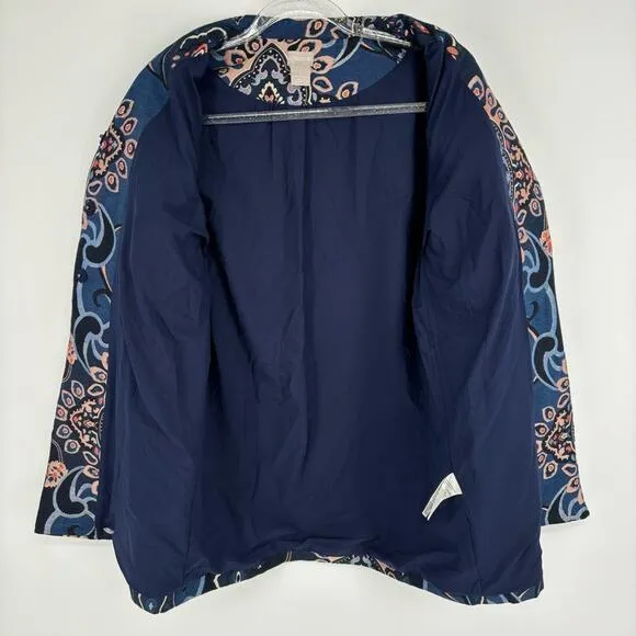 Chico's Jacquard Jacket‎ Size Small Metallic Thread Embroidered Gold Brocade - Image 14