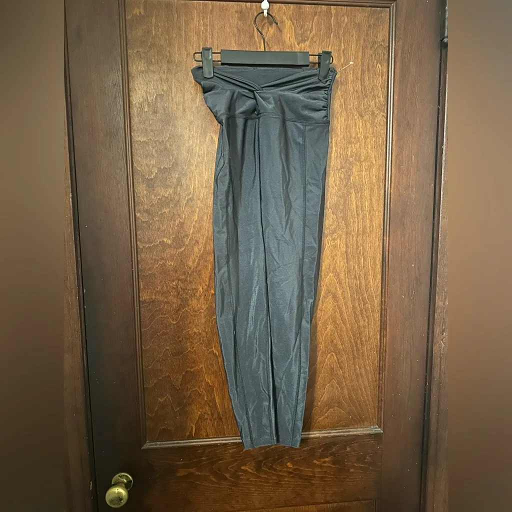 Free People Movement Breathe Deeper Twisted Front Metallic Black Leggings XS - Image 2