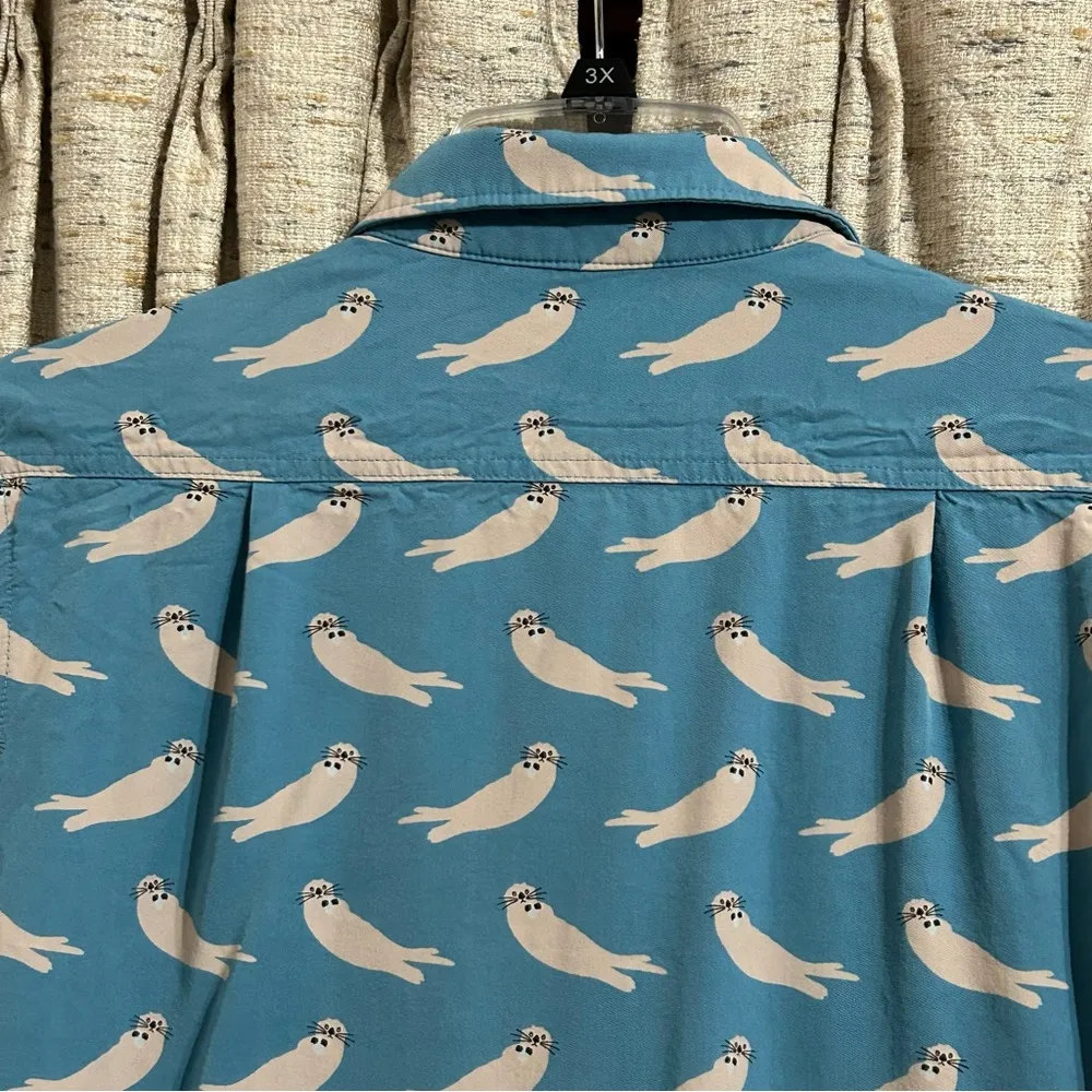 Kickee Bamboo Collared Sleep Shirt Blue Size M - Image 8