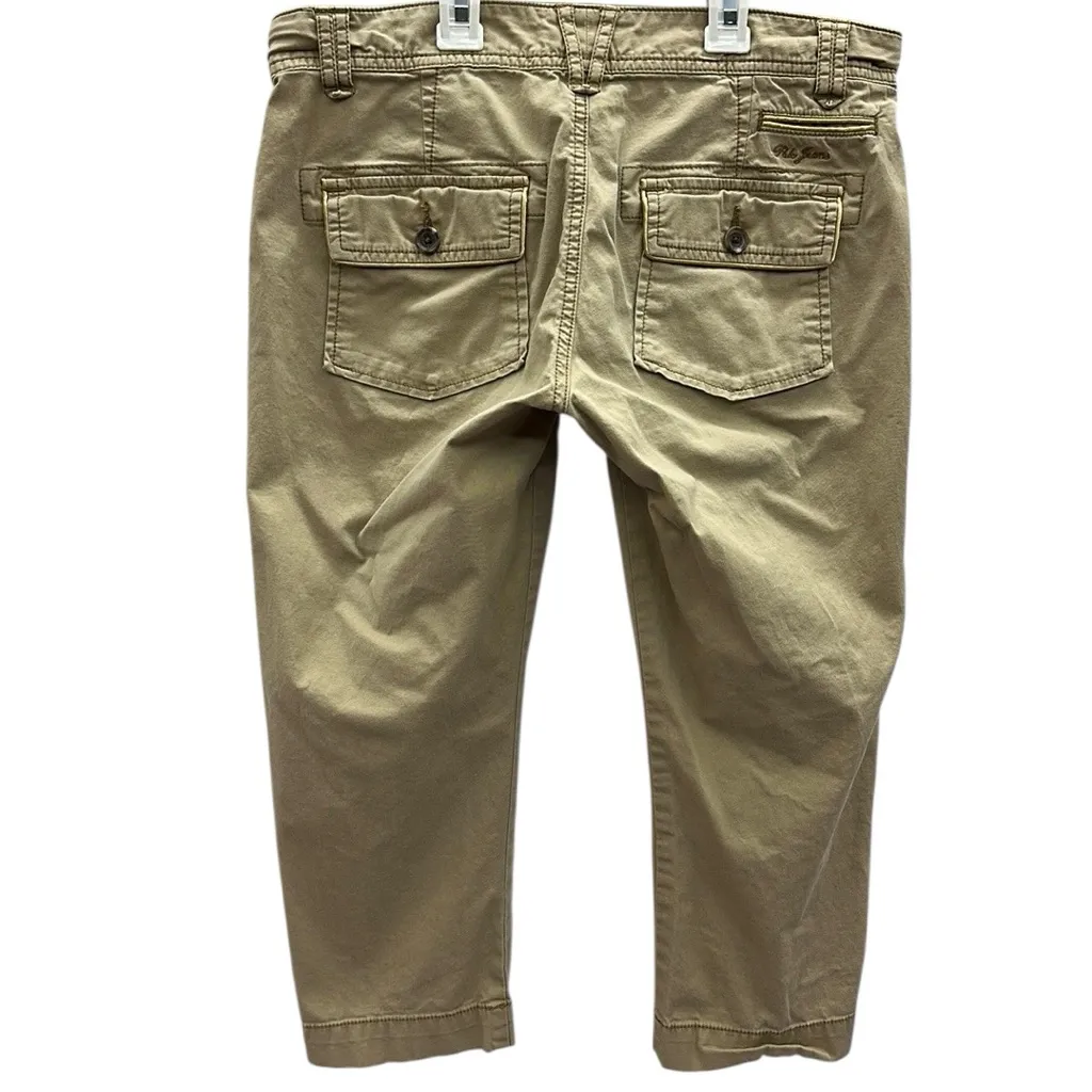 Y2K Polo Jeans Co Ralph Lauren Low Rise Chino Cotton Blend Capri Pants Womens 8 Tan - Image 9
